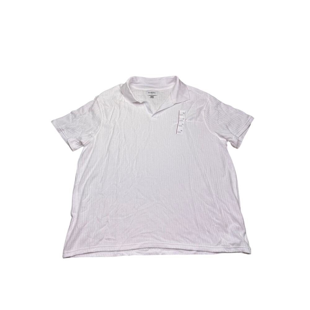 Goodfellow & Co White Rib Knit Polo Shirt Men's XXL Short Sleeve NWT Cotton